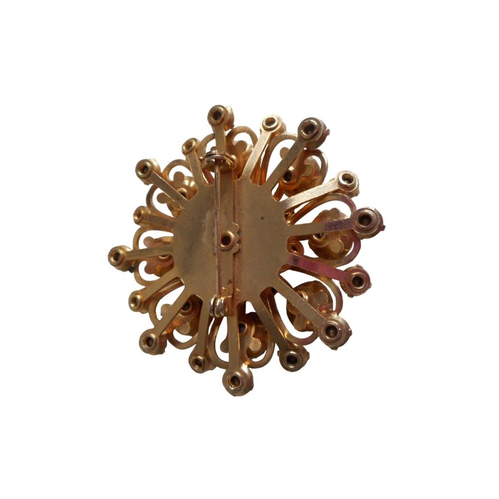 Vintage Costume  Aurora Borealis  "Rhinestone" Gold Brooch Pin Jewelry - Picture 2 of 2